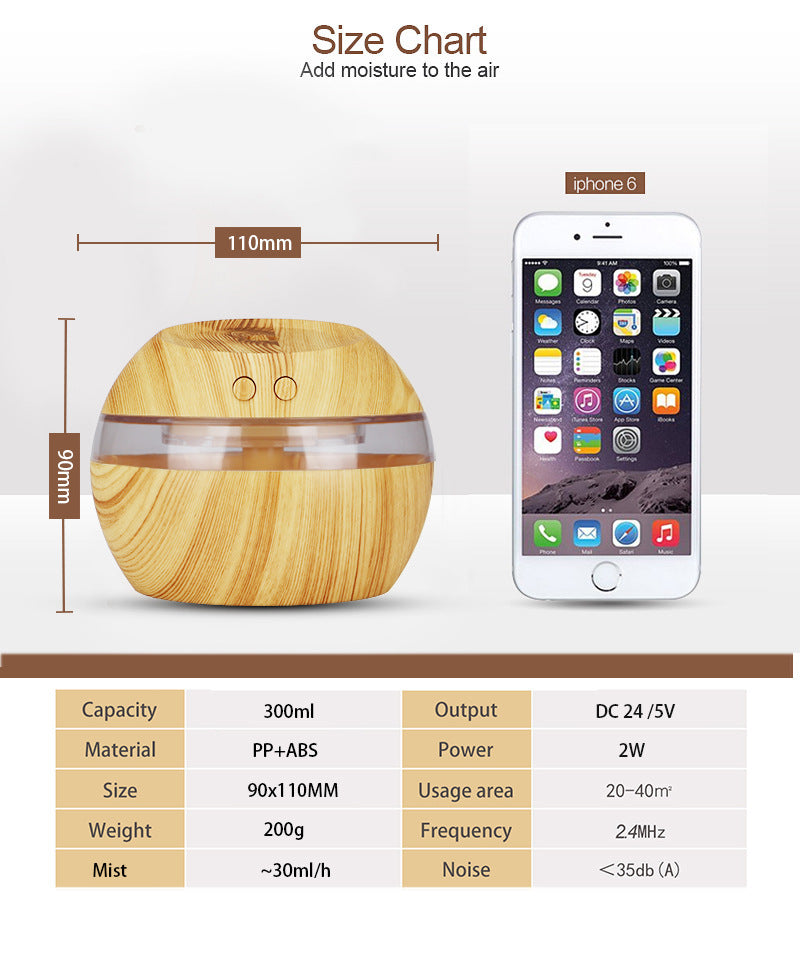 Household Appliances New Usb Wood Grain Humidifier Round Humidifier Mini Atomizer