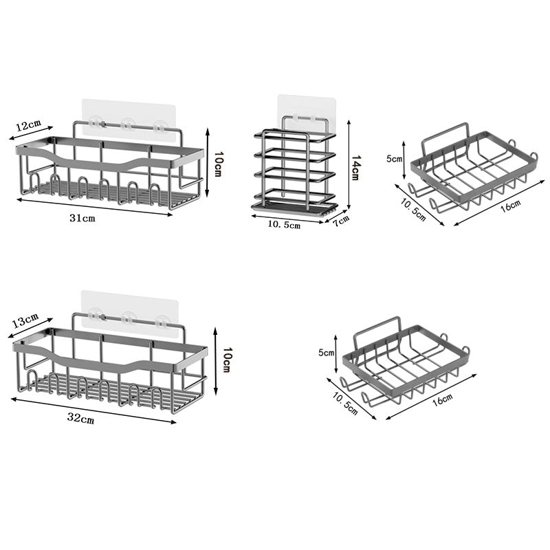 Gray Bathroom Storage Rack Punch-free Wall Kitchen Seasoning Seasoning Rack Shower Storage Rack