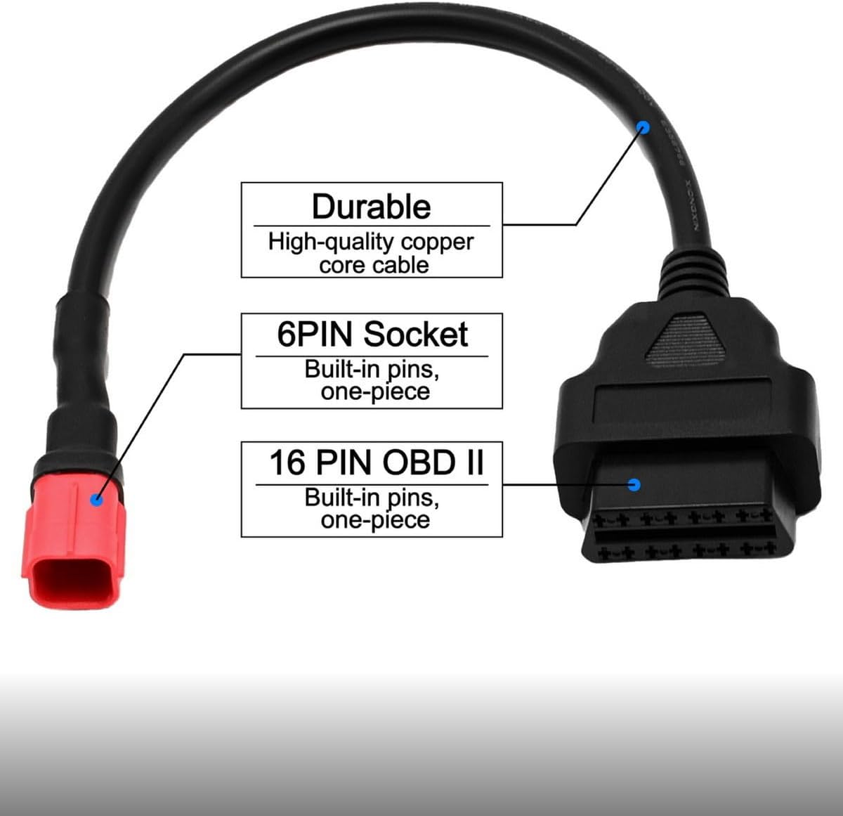 OBD2 OBDII Diagnostic Cable Adaptor 6 Pin to 16 Pin Compatible with Honda Motorbike Motorcycle