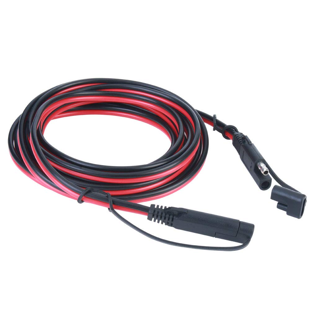 SAE to SAE 12V-24V Quick Disconnect Extension Cable 2 Pin with Dust Cap DC Connection Cord Plug 12 Feet 16AWG Gauge
