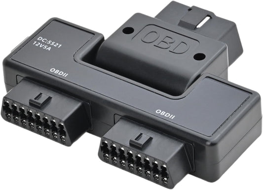 iKKEGOL Pocket OBD2 OBDII Full 16 Pin Male to 2 Female Splitter Converter Adapter 1 to 3 OBD Cable Extension for Diagnostic Tool Extender with DC5521 Port Interface Power Supply for All Car Vehicles