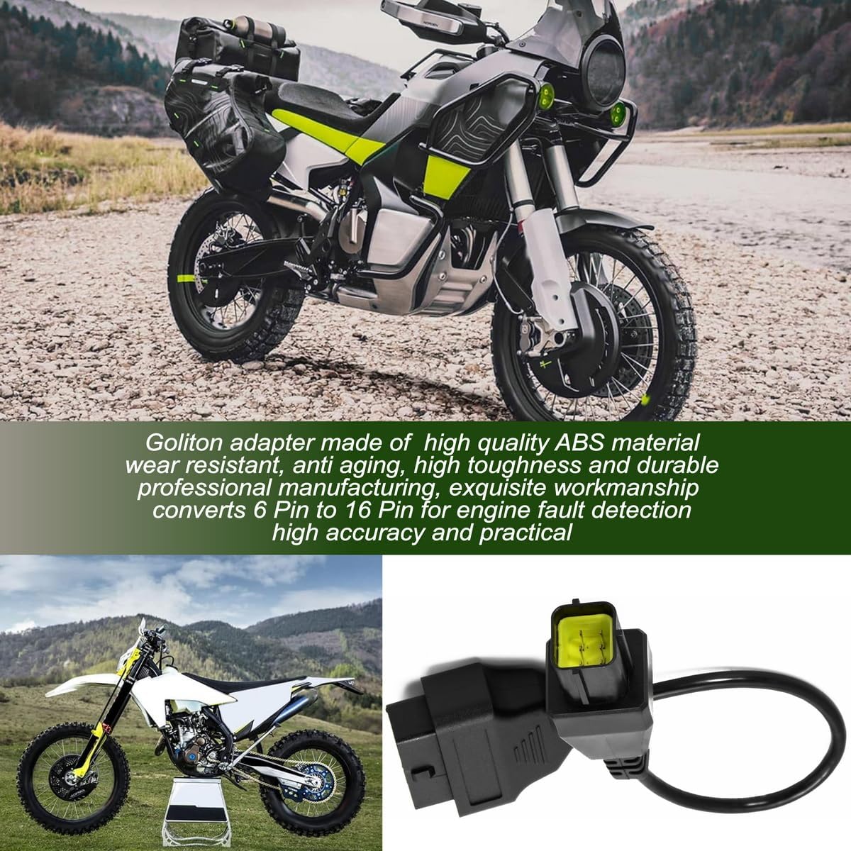 16 Pin 6 Pin OBD2 OBDII Motorcycle Diagnostic Cable Adapter Compatible with Husqvarna