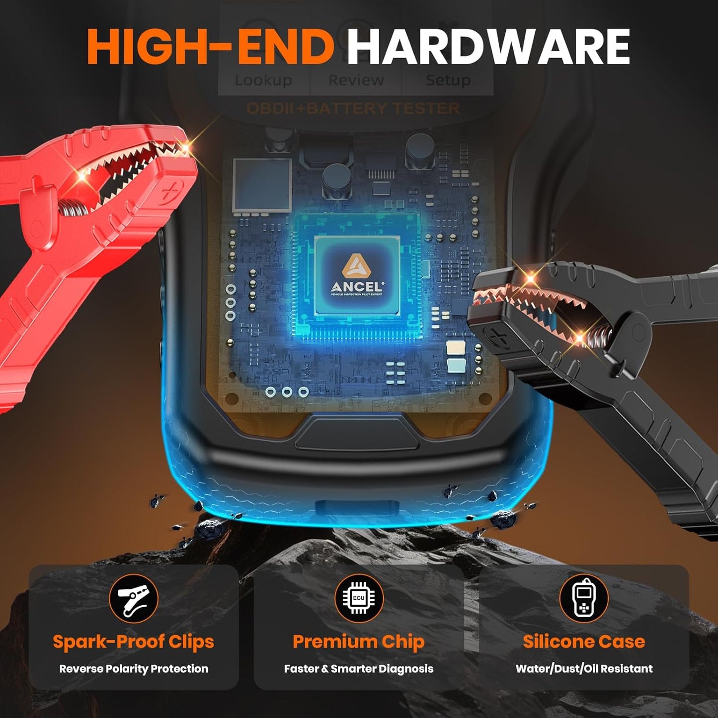 ANCEL AD410 Pro 2-in-1 OBD2 Scanner and Battery Tester, OBD II Scanner Diagnostic Tool Check Engine Car Code Reader Scan Tool & 6V/12V Battery Analyzer Charging Cranking Test EVAP Live Data