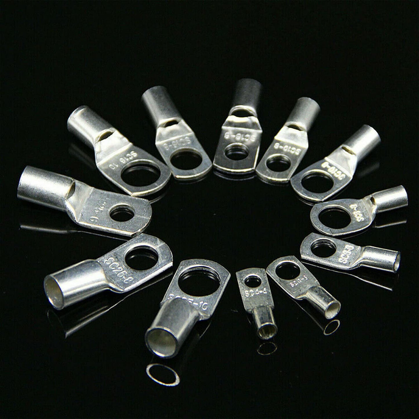 220PCS Battery Cable Lugs Kit, Tinned Copper Crimp Terminals Connector Set with Heat Shrink Tubing – DIN 46234 Compliant Cable Lug, Wire Lugs, Electrical Connectors for Automotive Marine Electrical