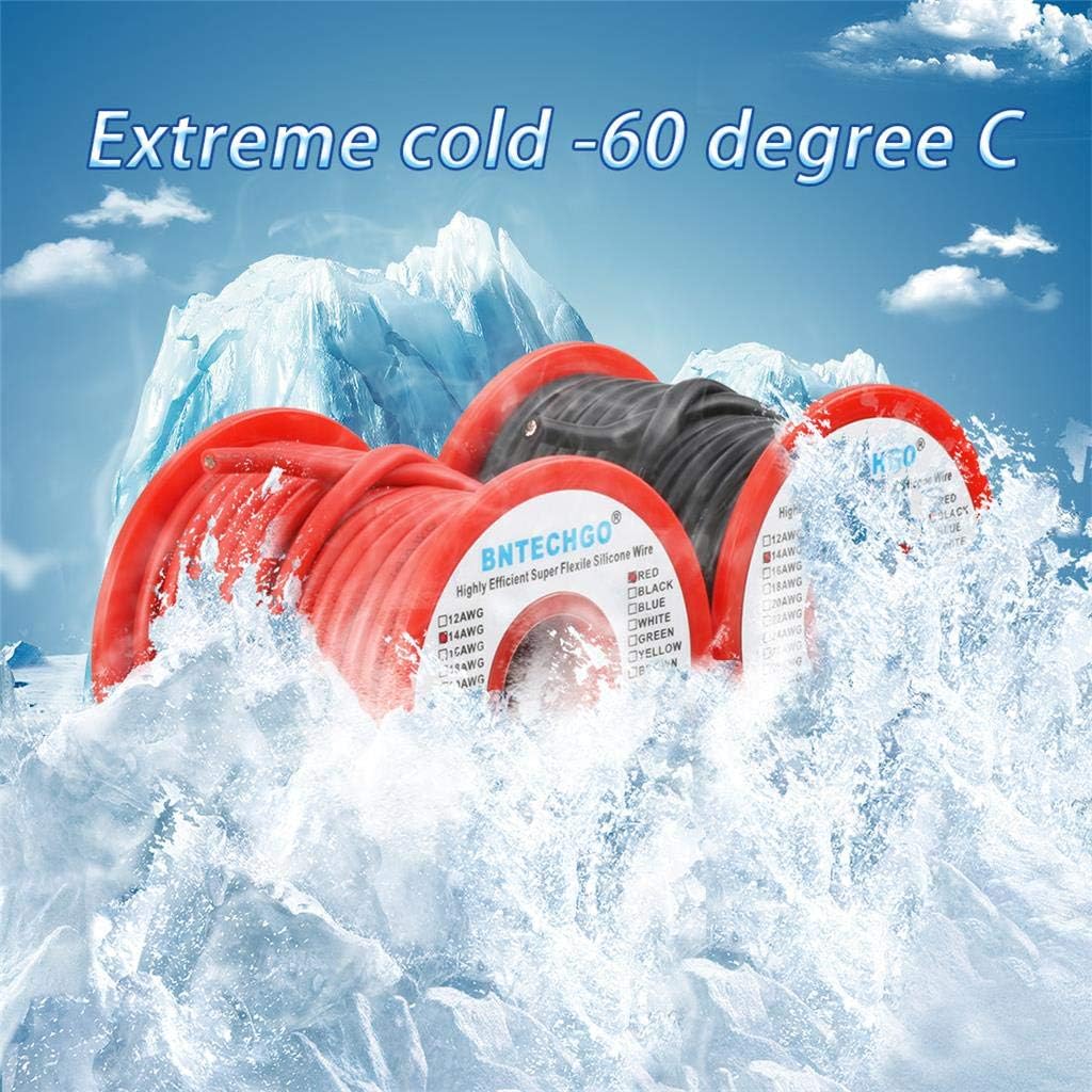 14 Gauge Silicone Wire Spool 50 feet Ultra Flexible High Temp 200 deg C 600V 14 AWG Silicone Wire 400 Strands of Tinned Copper Wire 25 ft Black and 25 ft Red Stranded Wire for Model Battery