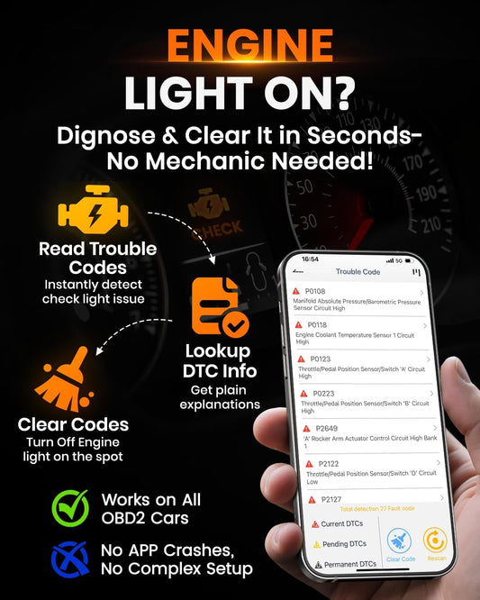 ANCEL BD310 Bluetooth OBD2 Scanner & Advanced Battery Test, Engine Code Reader with Trip Analysis, Performance Test, Wireless Diagnostic Tool for Android & iPhone - Works for All 1996+ Vehicles