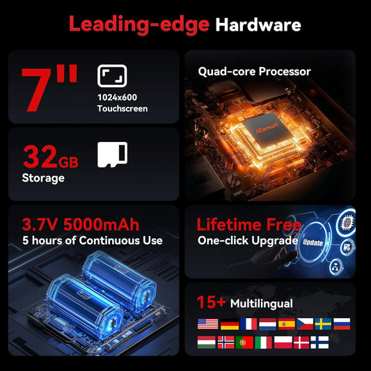 iCarsoft CR MAX 2026 Ver Bidirectional Scan Tool All System Diagnosis 49+ Services 47+ Special Functions Full Active Test OBD2 Scanner Diagnostic Tool Car Code Reader ECU Coding CAN FD Free Update