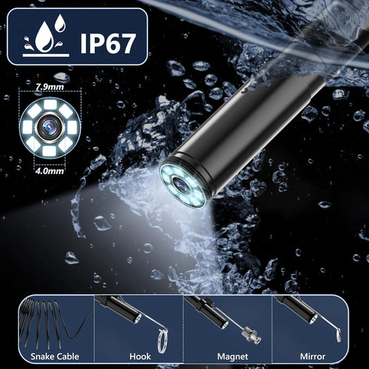 Endoscope Inspection Camera, 1920P Flexible Rigid Endoscope, 8 LED Borescope, USB No WiFi Snake Camera, Waterproof IP67 Tube Sink Pipe Drain Cameras, for Android iOS iPhone iPad Samsung,16.5FT