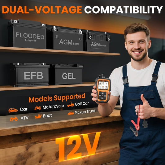 ANCEL AD410 Pro 2-in-1 OBD2 Scanner and Battery Tester, OBD II Scanner Diagnostic Tool Check Engine Car Code Reader Scan Tool & 6V/12V Battery Analyzer Charging Cranking Test EVAP Live Data