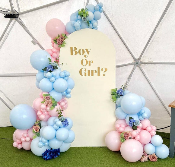 Gender Reveal Baby Shower Balloon Garland Setup