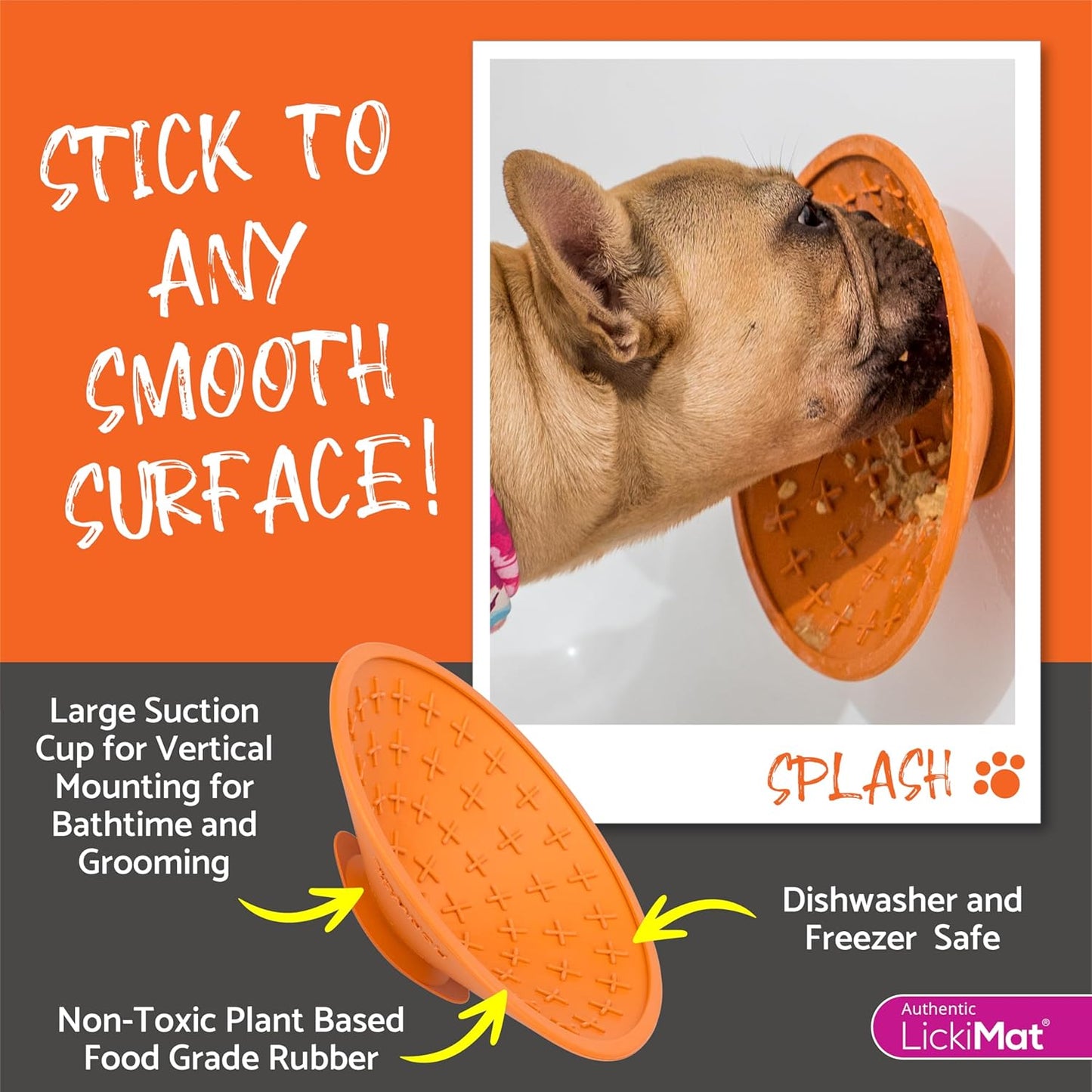 LickiMat Splash, Dog Slow Feeder Bowl for Boredom & Anxiety Reduction, Sticks to Smooth Surface; Perfect for Food, Treats, Yogurt, or Peanut Butter. Fun Alternative to a Slow Feed Dog Bowl, Green