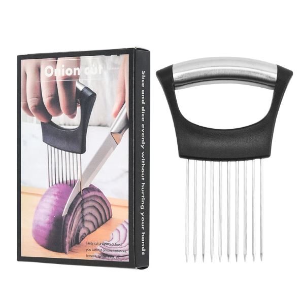 304 Stainless Steel Onion Needle Slicer Onion Insert Kitchen Tool Onion Fork Holder Meat Tenderizer Pine Needle
