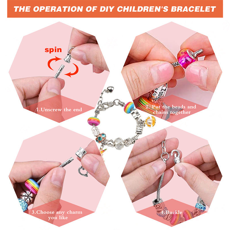 Children's DIY Bracelet Set Unicorn Cute Jewelry Panjia Beads 1.75cm Box Height