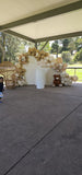 Balloon Garland Setup With Three Arches and Flowers Bouquet