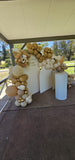 Balloon Garland Setup With Three Arches and Flowers Bouquet