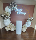 Birthday Balloon Garland  Silver Nude White With Neon Sign