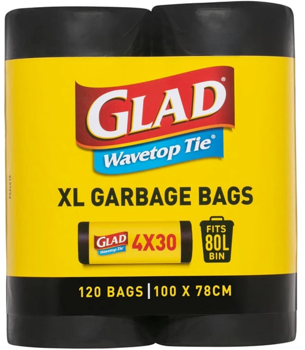 Glad Wavetop 80L XL Garbage Bags (120 pk)