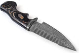 Handmade Damascus hunting knife with Leather sheath Belt Loop - Fixed blade