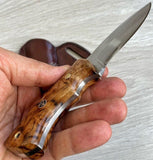 Beautiful Hunting knife Carbon steel & chestnut Wood handle Full Unique Sheath