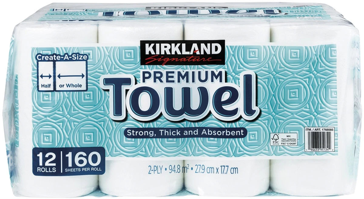 Kirkland Signature Paper Towel Create A Size (160 x 12 pk)