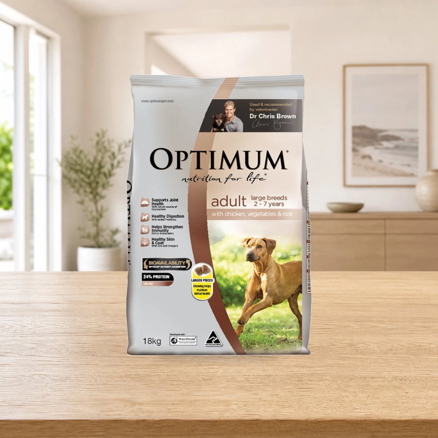 Optimum Chicken Vegetables & Rice Large Breeds Dry Dog Food (18 kg)