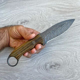 Beautiful Hunting pocket knife rosewood handle - 150 layers damask steel knife.