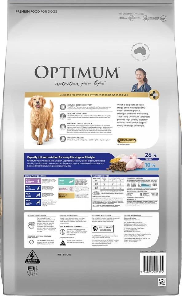 Optimum Adult Chicken with Vegetables and Rice Dry Dog Food 15 kg