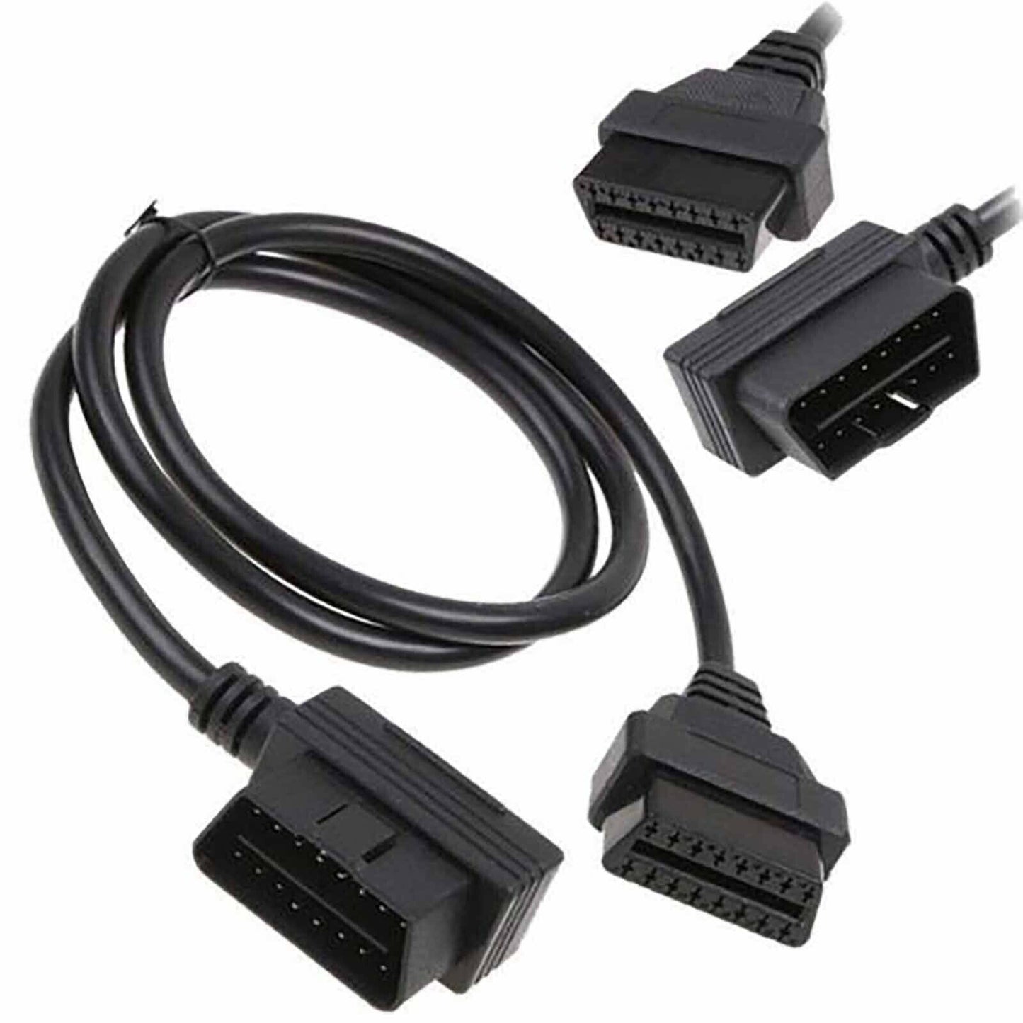 New Angle 16 Pin Male to Female OBD2 OBDII Diagnostic Splitter Extension Cable