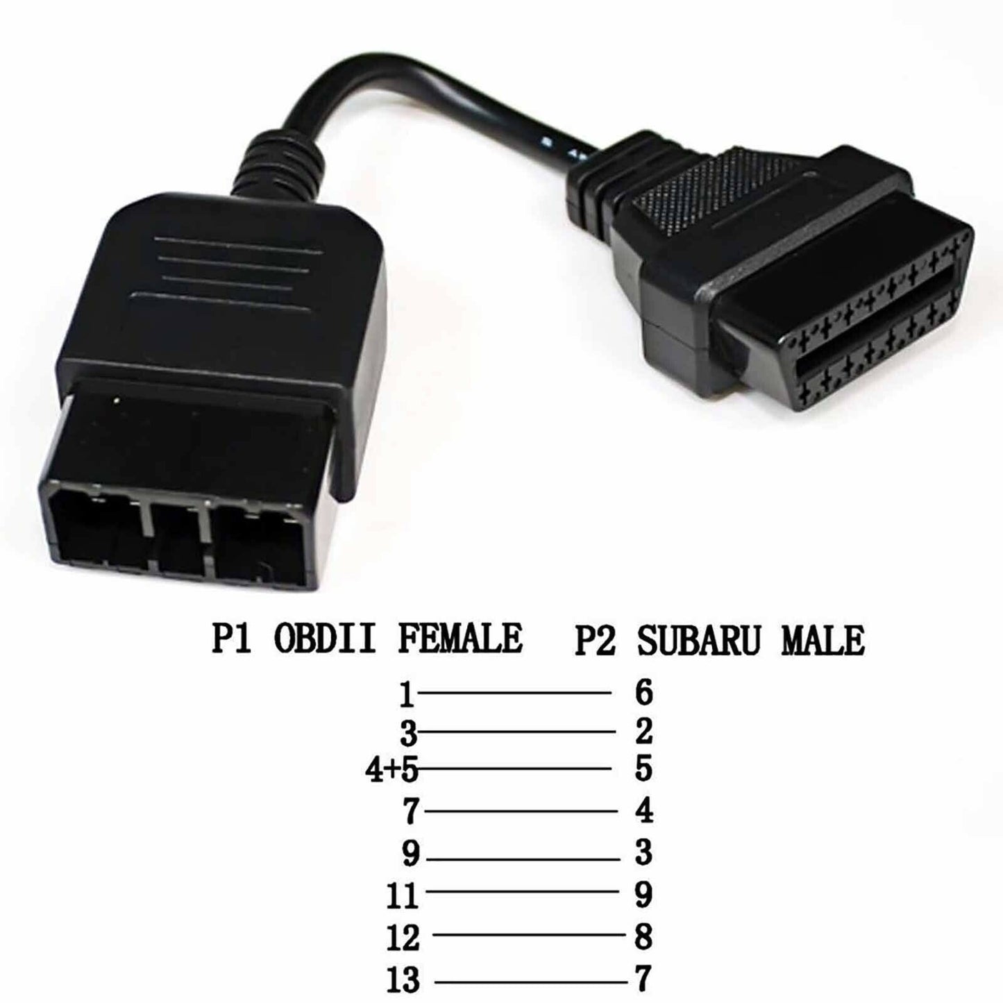9 Pin Male to OBDII 16 Pin Female Extension Adapter Diagnostic Cable For SUBARU