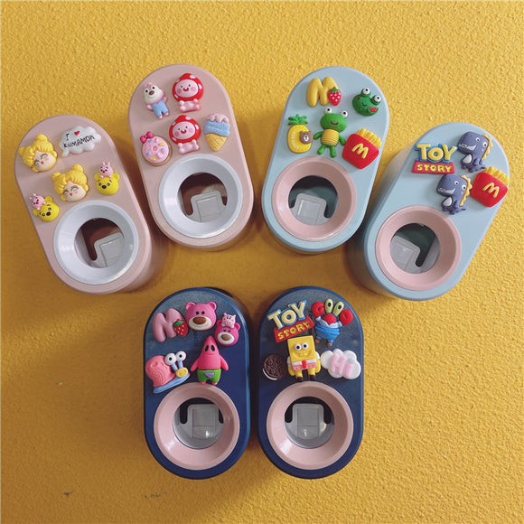 1Pcs Cartoon Automatic Toothpaste Squeezer Creative Suction Wall-mounted Squeeze Set Children's Punch-free Toothbrush Rack