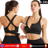 Adjustable Front Zipper Sports Bra Shockproof Non-rimmed Vest Yoga Sports Cross Beauty Back Underwear For Women