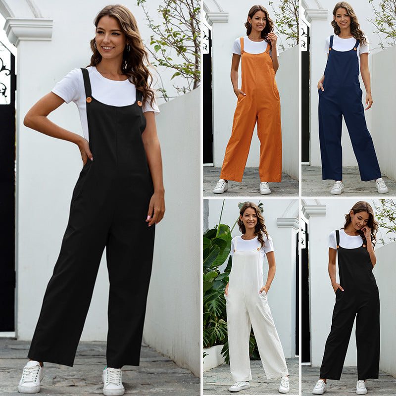 Women's Retro Casual Long Suspender Pants For Ladies