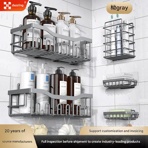 Gray Bathroom Storage Rack Punch-free Wall Kitchen Seasoning Seasoning Rack Shower Storage Rack
