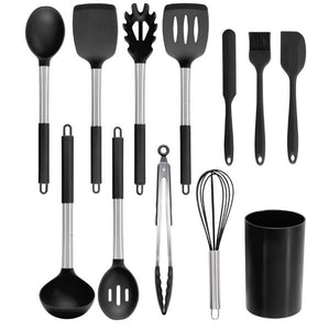 Household Shovel Spoon Spatula Handle Cover Stainless Steel Handle Cover Handle Silicone Kitchenware 15 Pieces Suit