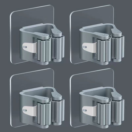 4Pcs Mop Hook Mop Rack Free Punching Clip Bathroom Rack Strong Wall Hanging Storage