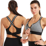 Adjustable Front Zipper Sports Bra Shockproof Non-rimmed Vest Yoga Sports Cross Beauty Back Underwear For Women