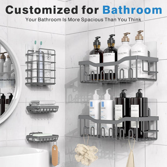 Gray Bathroom Storage Rack Punch-free Wall Kitchen Seasoning Seasoning Rack Shower Storage Rack