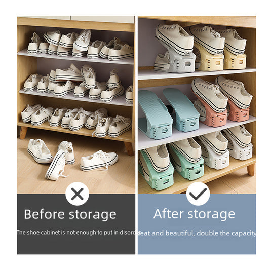 Simple Modern Shoe Rack Shoe Storage Rack Double-Layer Integrated Adjustable Plastic Shoe Bracket For Household Dormitory Living Room