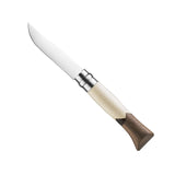 Stainless Steel Folding Knife Opinal Knife Walnut Wood Handle Pocket, Folding Knives With Leather Sheath (Folding Knife-1)