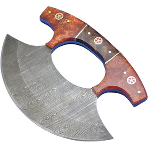 Custom Handmade Damascus Kitchen Knife7 Inches Damascus Steel Pizza Cutter Chopping Boning Cutting Knife (Ullu Knife-17)