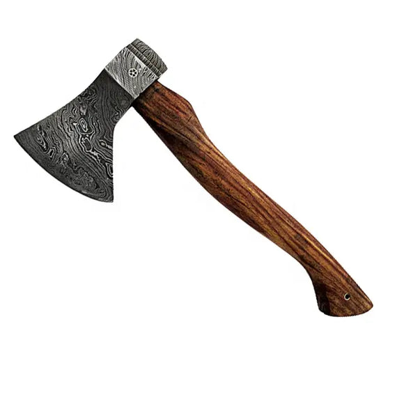 Custom Handmade Damascus Steel Axe with Wood Handle Perfect Grip and Balanced Industrial Grade Hatchet with Protected Cover (Tomahawk Axe-39)