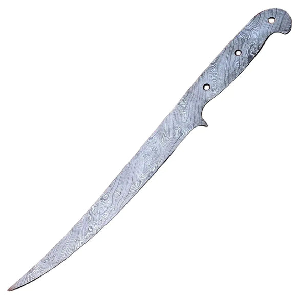 Handmade Damascus Steel Fillet Knife Kitchen Chef Home Professional Blank Blade Twist Pattern Blade (Blank Blade Knife-27)