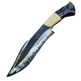 New Design 2025 Custom Handmade D2 Steel Bowie Knife With Camel Bone & Bull horn handle Perfect Premium Leather Sheath. (Bowie Knife-3)