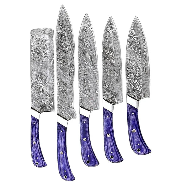 Custom Handmade Damascus Steel Chef Knife Set with Pure Leather Sheath for Kitchen & Dining (Chef Knife-57)