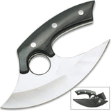 Handmade Kitchen Knife with Leather Sheath Custom High Quality Chef D 2 Steel Pizza Cutter Stainless Steel Handle (Ullu Knife-4)