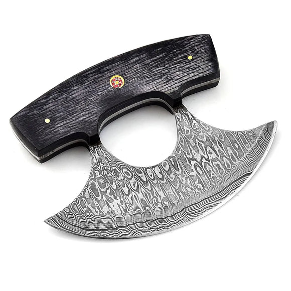 Handmade Custom Steel Pizza Cutter for Viking Lovers for Couples Anniversary Gifts Kitchen Chef Knife Free Leather Sheath Offer (Ullu Knife-2)