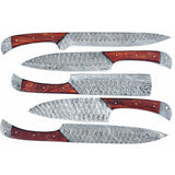 Professional Custom Handmade Damascus Steel Hand Forged Full Tang Chef Kitchen Knives Set With Leather Bag (Chef Knife-64)