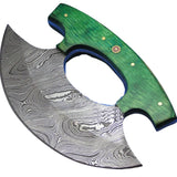 Pizza Cutter Kitchen Stainless Steel Chef's Knife Damascus Blade Leather Sheath for Chopping Bone Kitchen (Ullu Knife-16)