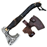 High Quality Custom Hand Made Damascus Tomahawk Hunting Hatchet Axe Hand Forged Wood Handle With Leather Sheath (Tomahawk Axe-81)