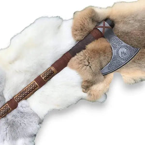 Handmade Medieval Tomahawk X New Model Carbon Steel 1095 High Quality Material With Leather Cover (Tomahawk Axe-94)